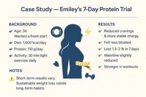 Emiley 7-day protein diet before and afer results